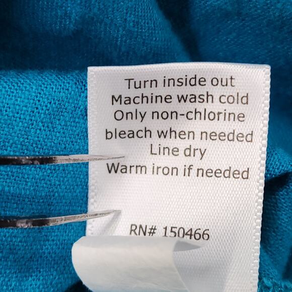 Market & Spruce Top Womens 2X Blue Linen Blend Ashlea Pleated Bell Sleeve V-Neck - Picture 6 of 11